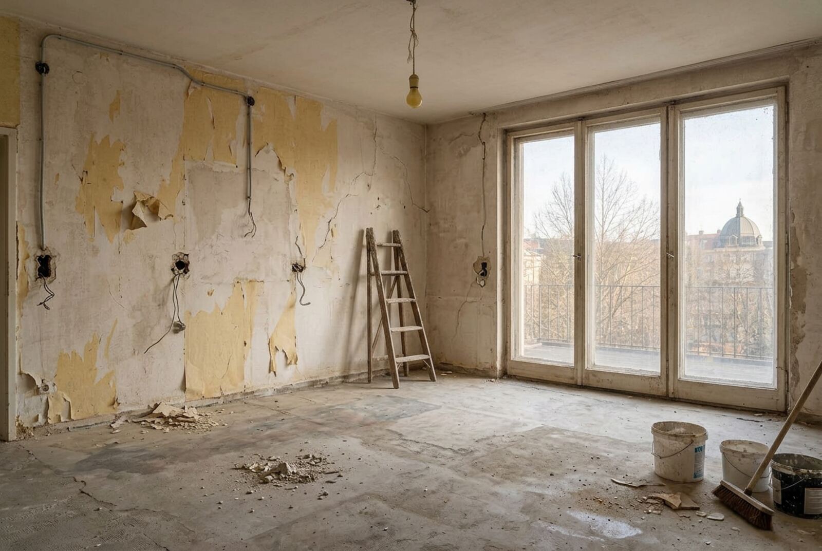 KUSA BAU Wohnzimmer-Komplettsanierung Freising, vorher